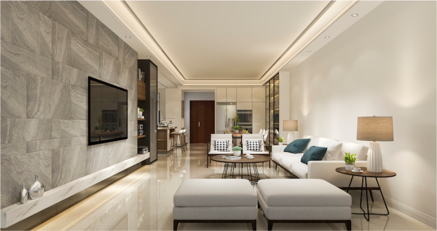 Grey and white half wall tile design idea