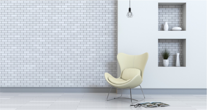 Brick half wall tile design idea for living room