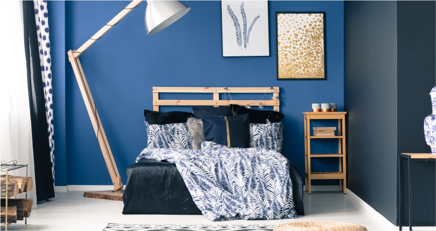 warm blue accent for bedroom wall