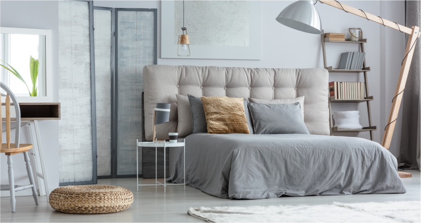 silver colour bed room design idea