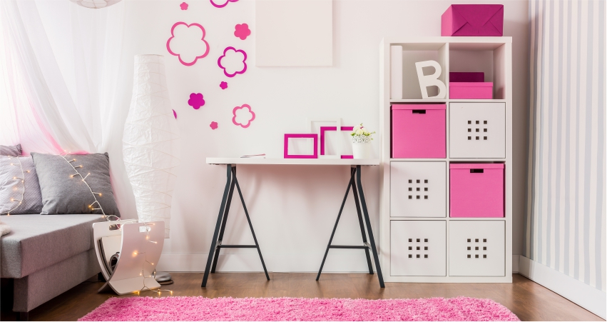Mix and match with pink colour for kids room