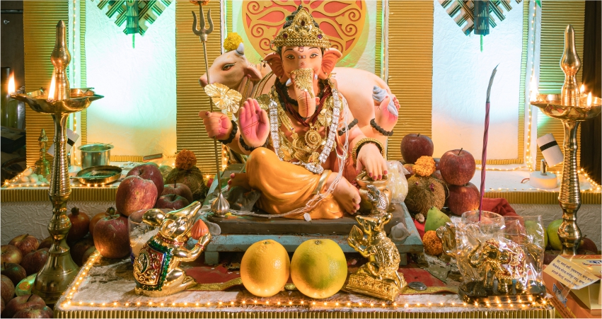 Ganpati decoration lighting ideas