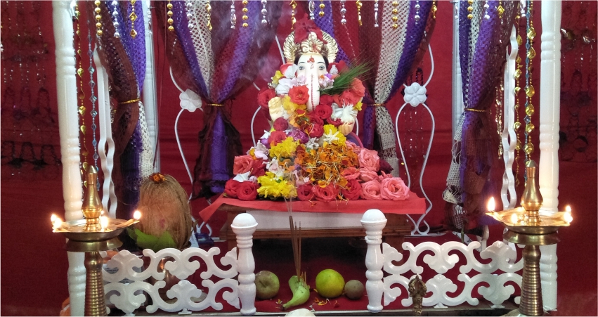 Sarees and Curtains for Ganpati Decoration