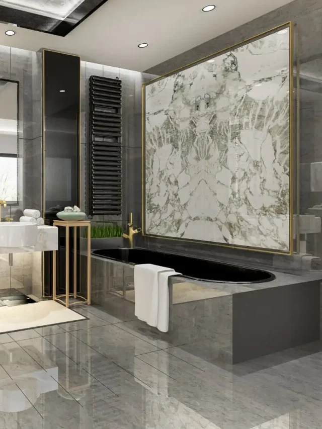 bathroom with glossy tiles