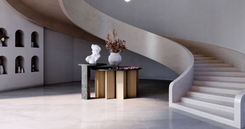 An image of a spiral staircase in a home.