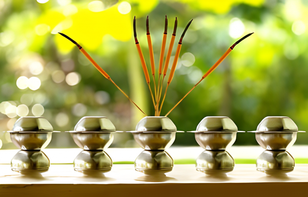 A group of incense sticks on a table.