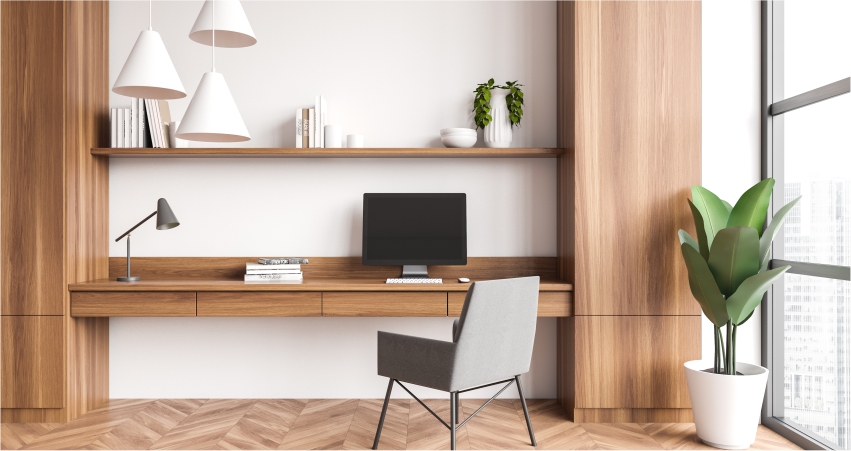 White and Oak Colour Combination For Study Room