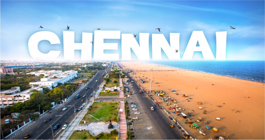 The city of chennai with the word chennai above it.