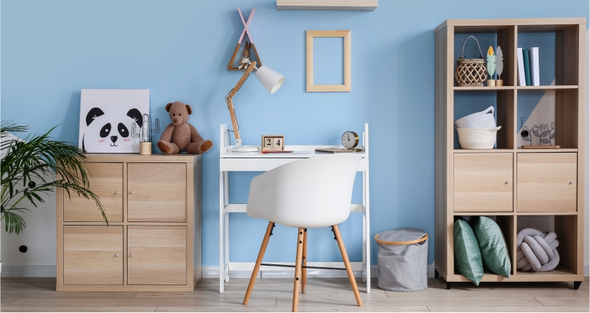 Blue and Brown Study Room Colours