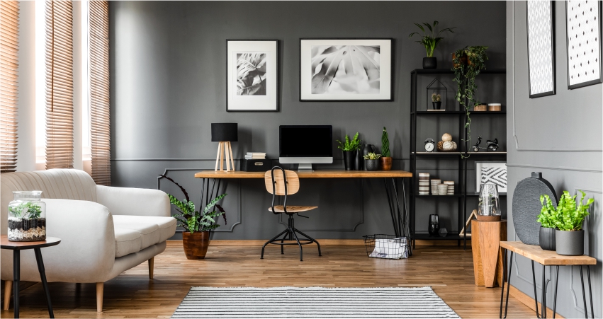 White and Grey study Room Colour Combination