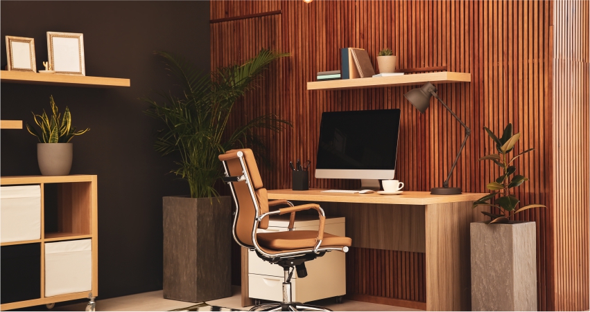 Dark brown and Off-White Study Room Colour