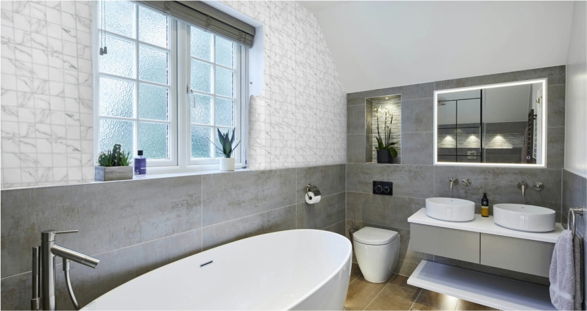 Two-Tone Tiles for Bathroom 