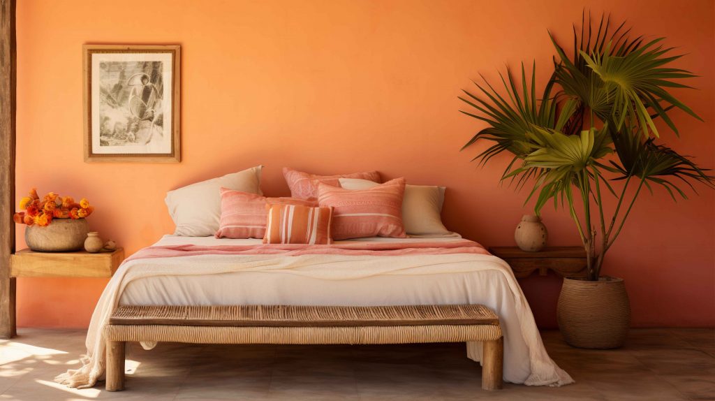 Peach And Orange Two Colour Combination For Bedroom Walls