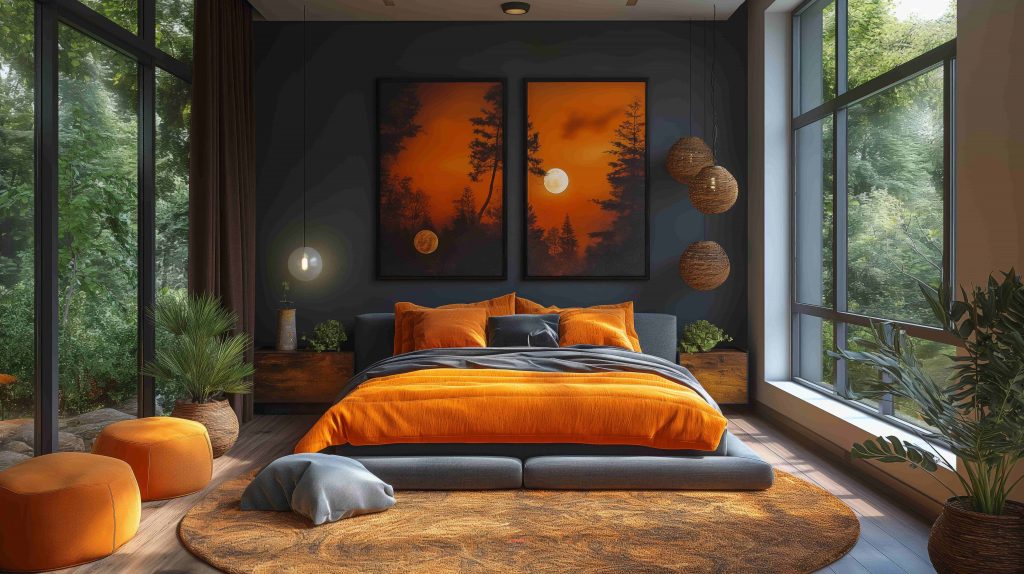 Marmalade Orange With Inky Black Or Charcoal colour combination