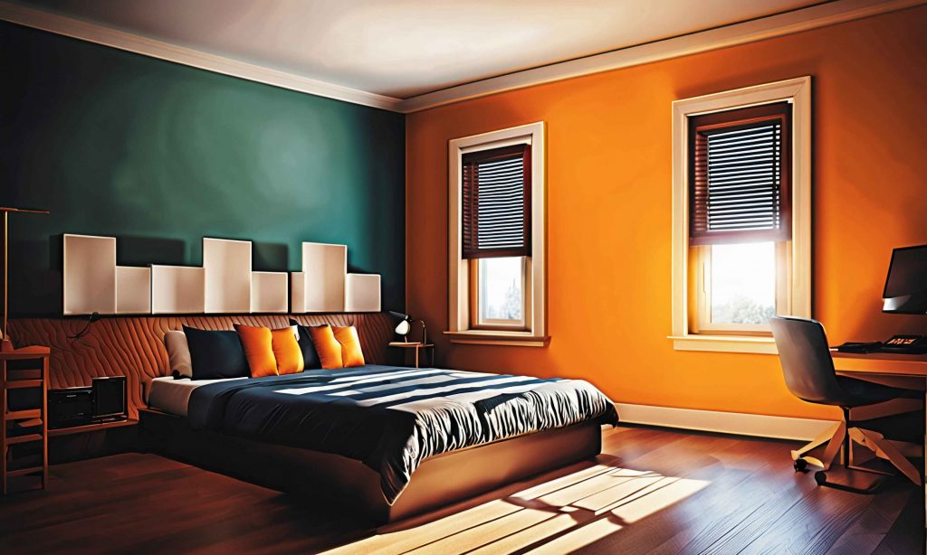 Orange Two Colour Combination For Master Bedroom 