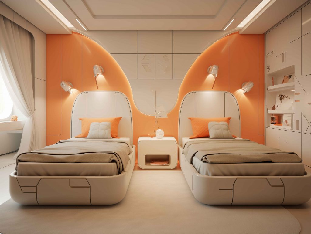 Shades Of White And Orange Two Colour Combination for Bedroom Wall 