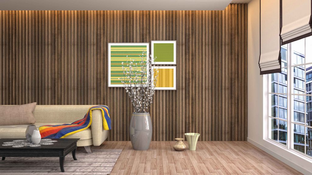 Wooden Accent Wall with Slats