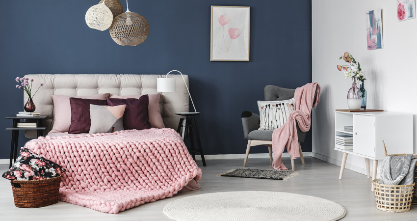 A Pastel Pink and Blue Colour Combination for the Bedroom
