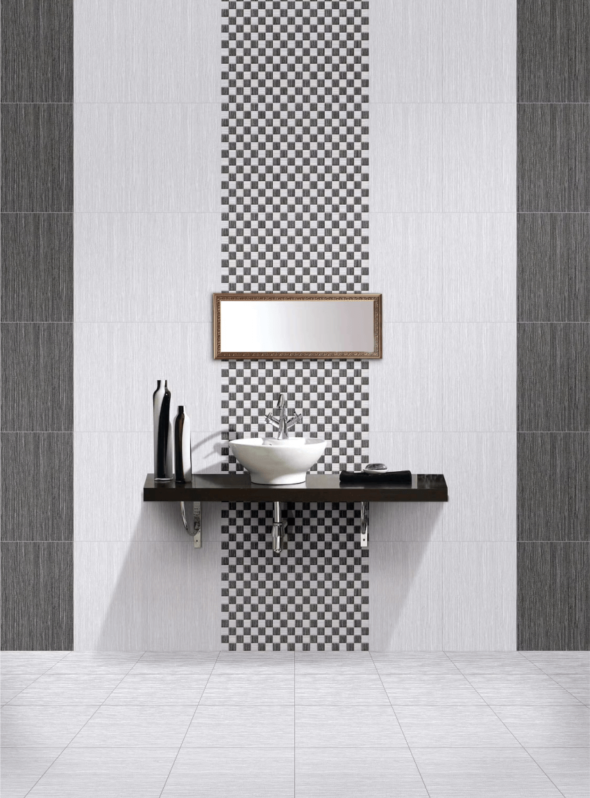 Glossy Black Tiles For Bathroom Wall Design