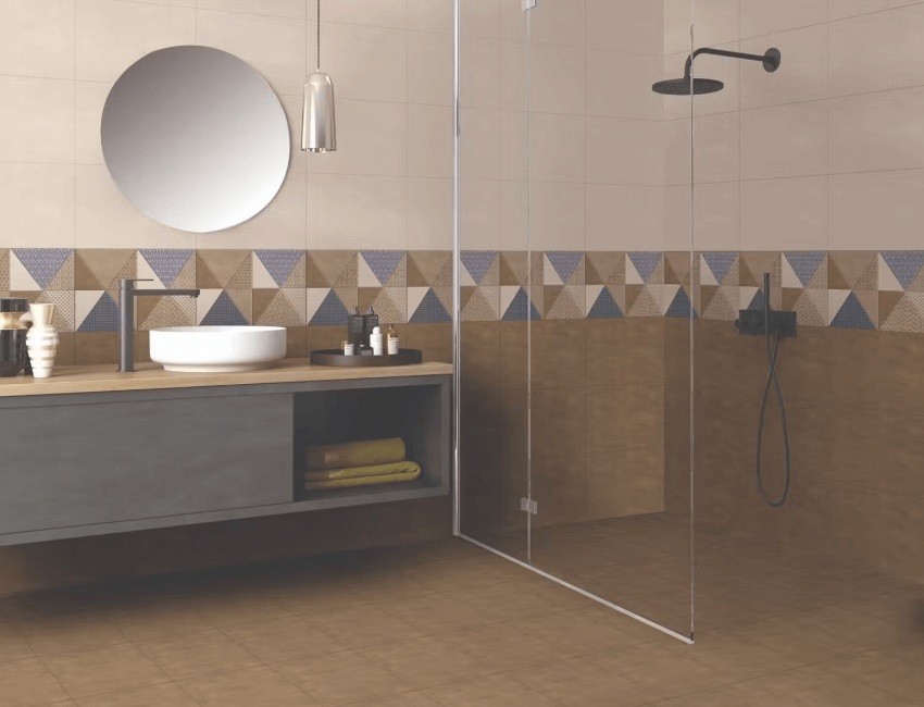 Patterned Wall Design For Bathroom