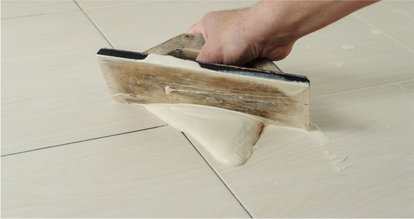 Grout filling in tile joints