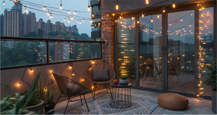 String Lights For Balcony Decor
