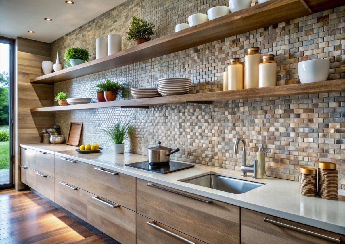 Kitchen Makeover: Stylish Modular Cabinets &#038; Wall Tiles Inspiration