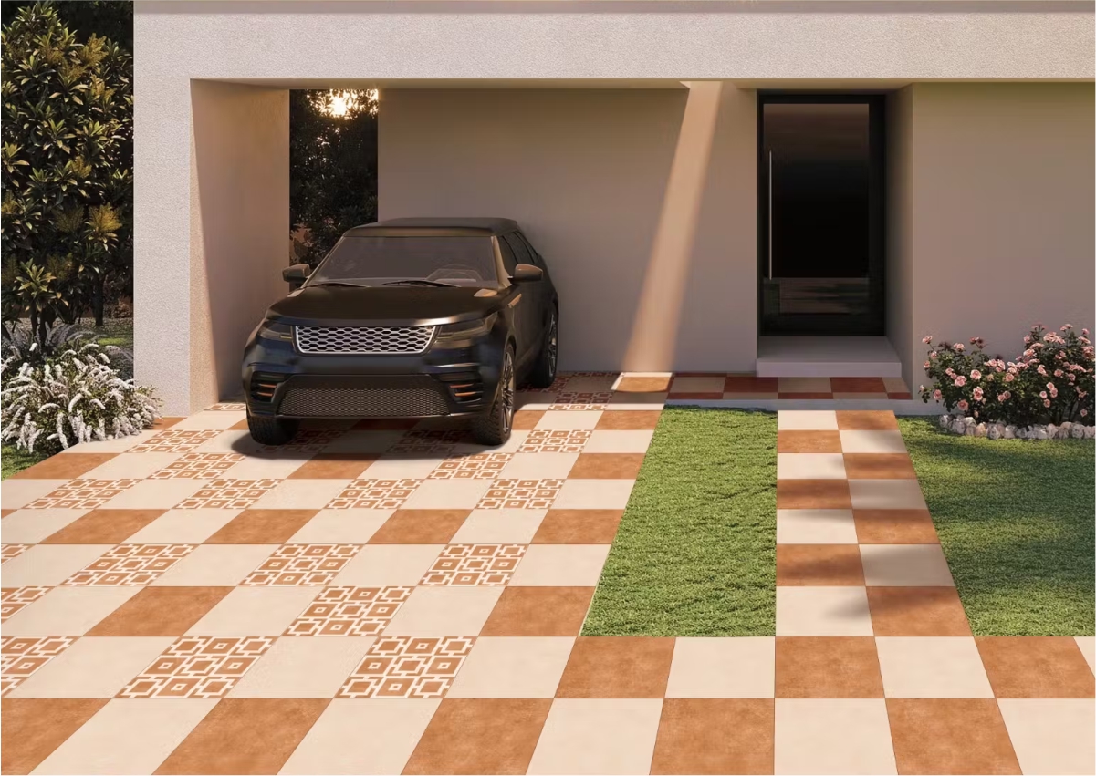 Bronze sandy outdoor floor tiles with matte finish and natural stone texture, perfect for patios, terraces, and garden areas for a warm, earthy look.