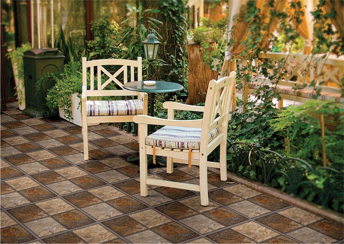 Cobble Stone Natural garden pathway tiles in 400x400 mm size with textured matte finish, ideal for outdoor walkways, patios, and landscaped areas for a natural stone look.