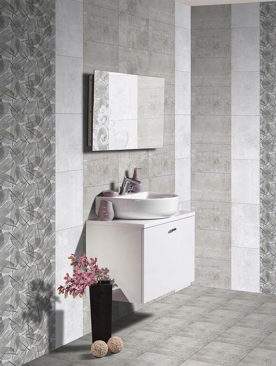 grey colour bathroom wall and floor tiles