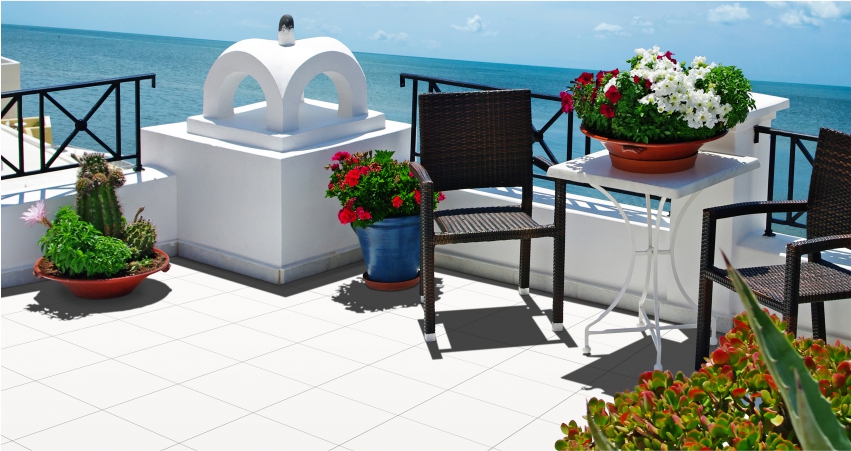 white cool tiles for terrace