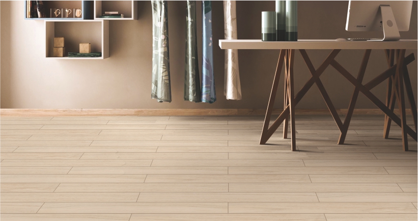 Beautiful DGVT Birch Wood Creama wooden plank tiles to enhance room