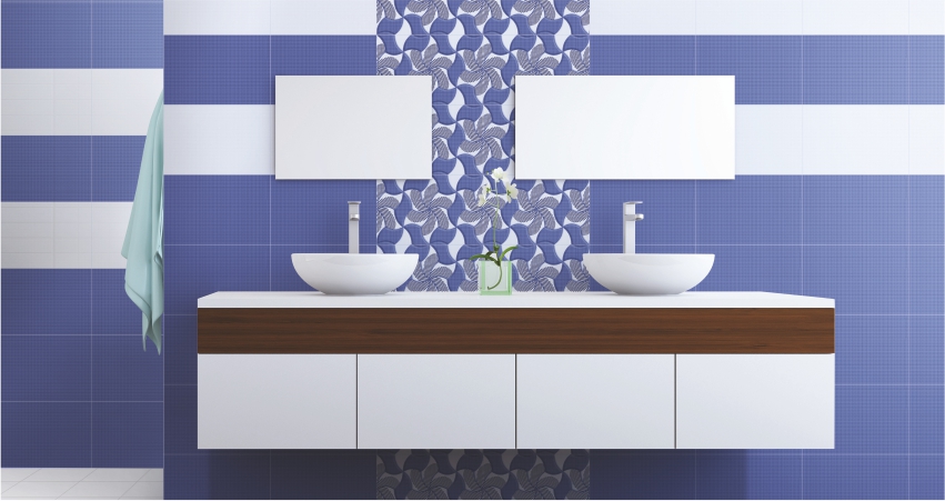 Blue texture tile for bathroom