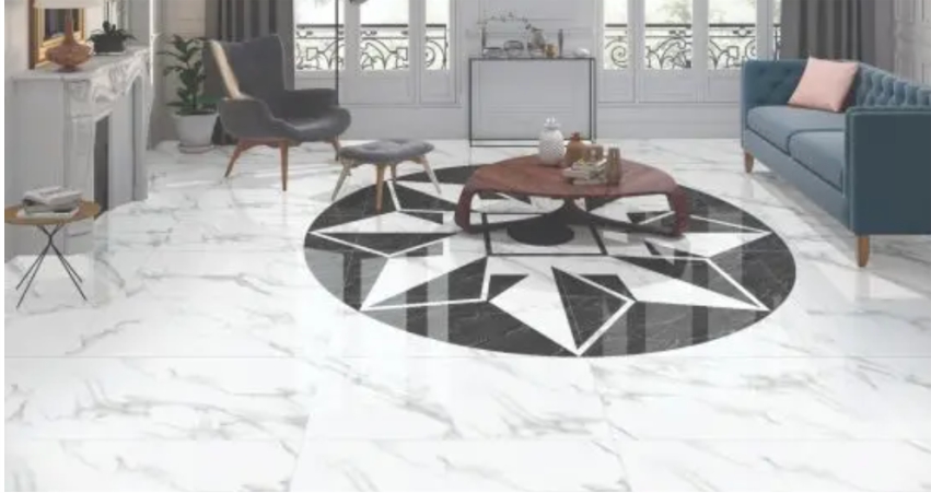Marble tile design for living room floor