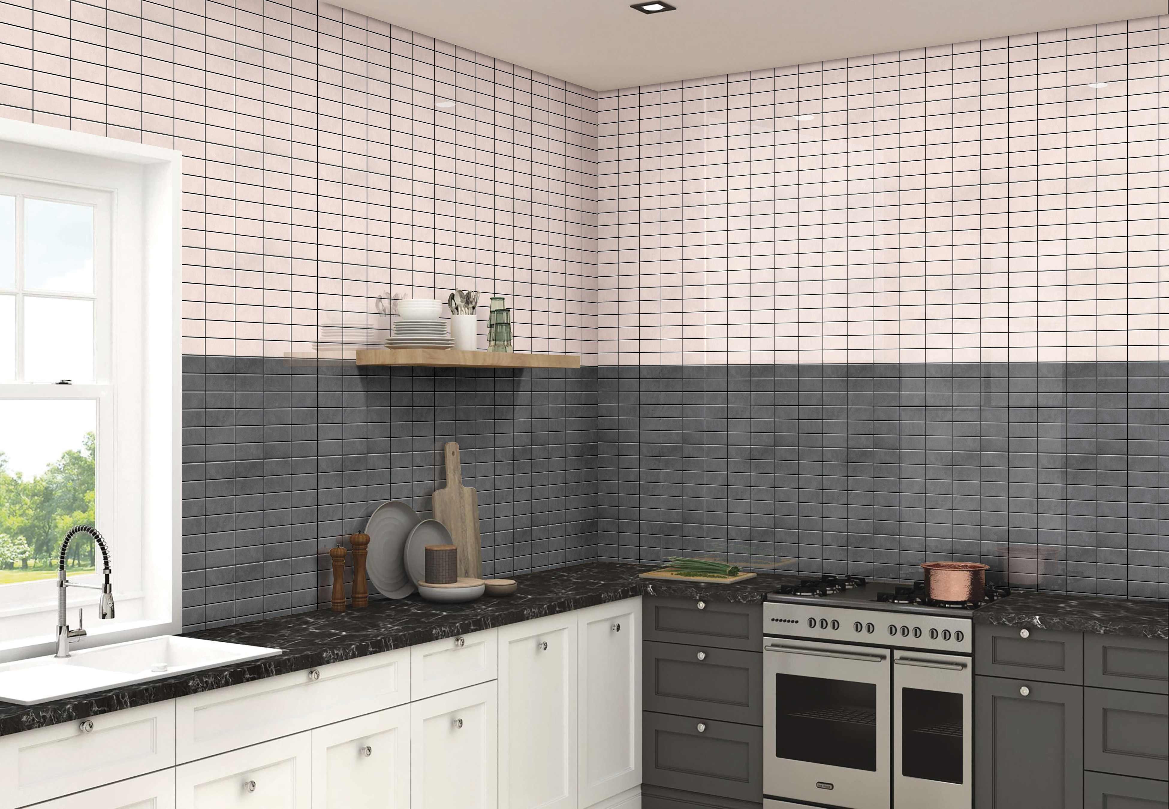 Kitchen Design Grey Tiles