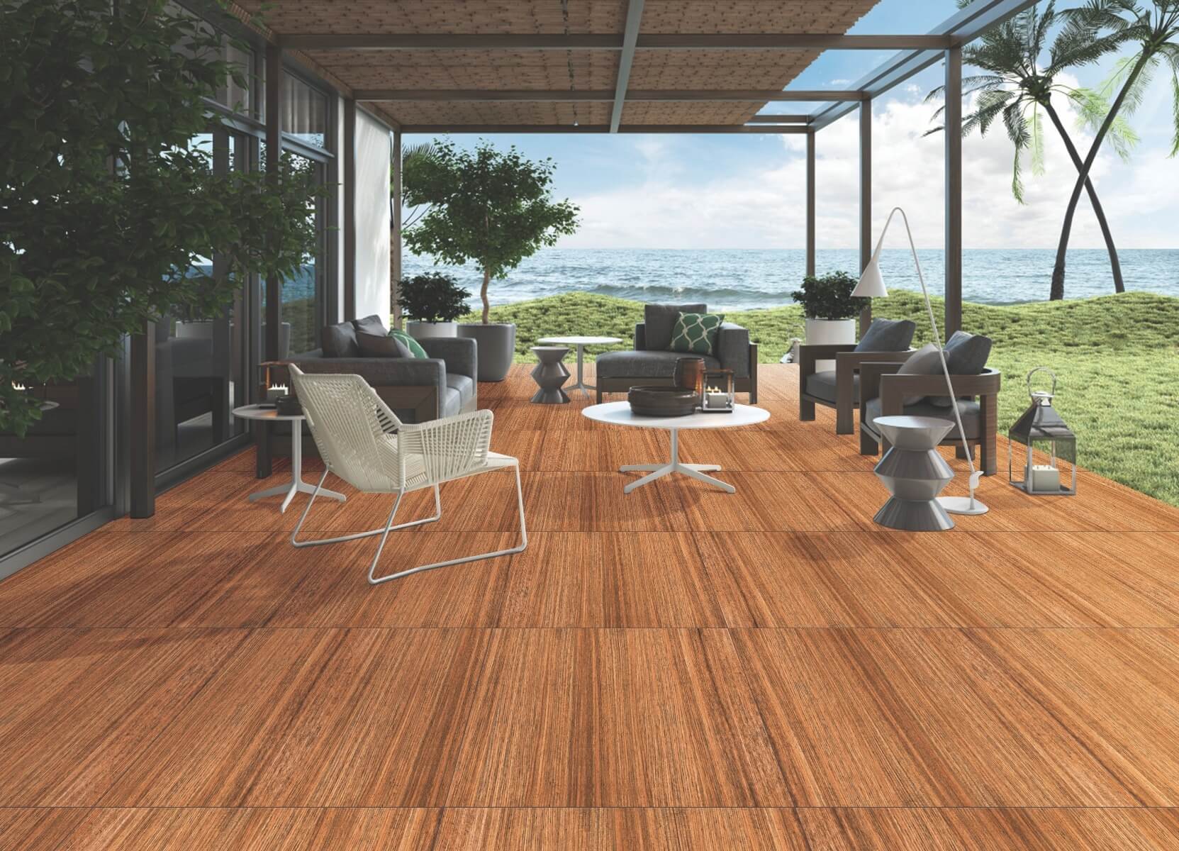 Brown ceramic tiles with a natural wood or earth-inspired finish from Orientbell, perfect for warm and inviting interior designs