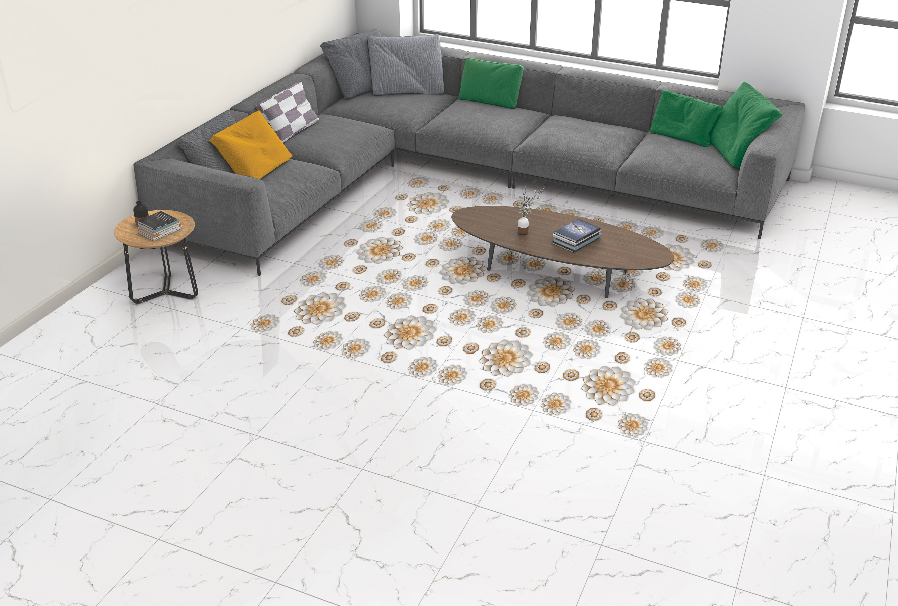 PCG 3D Flower Statuario Super White