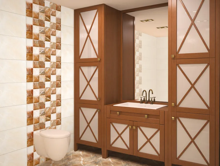 Marble-look bathroom tiles with a clean, calm finish