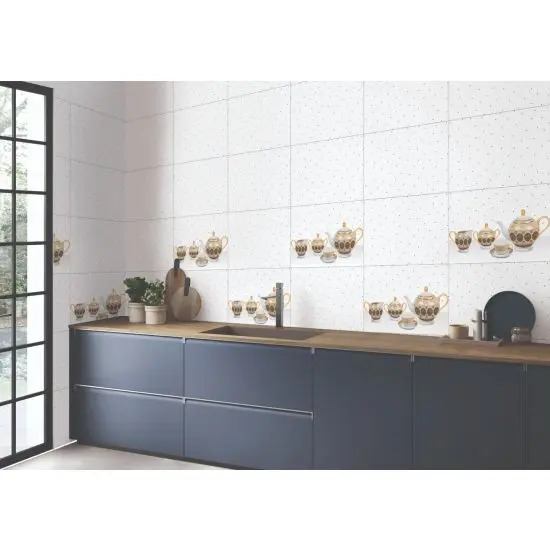printed white kitchen backsplash tile design