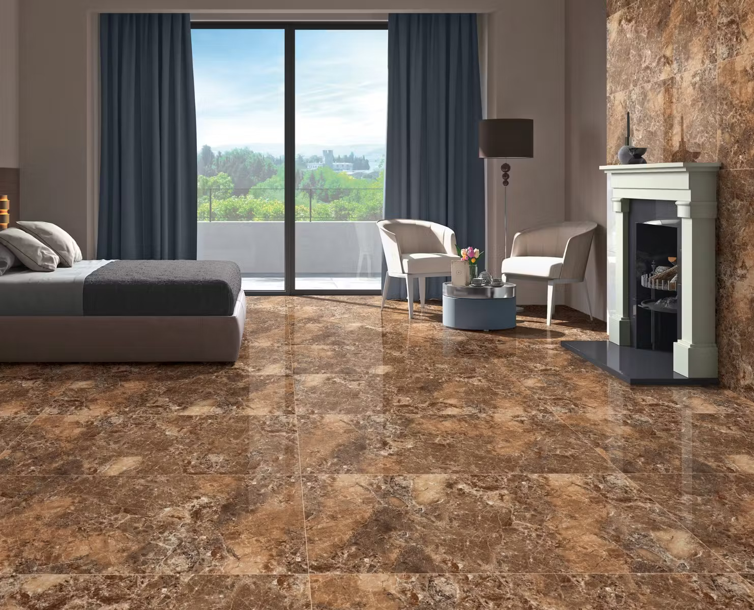 PGVT Travertine Grey Wall and Floor Tile for Bedroom