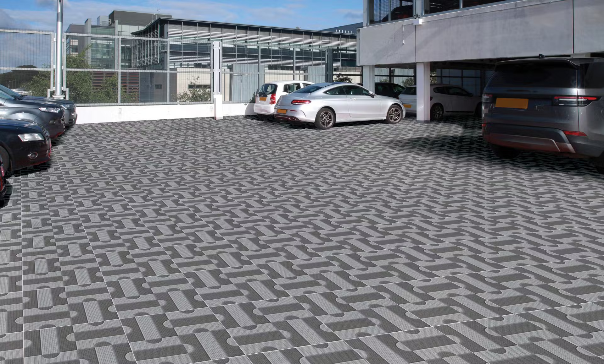 Timeless taupe grey parking-tiles for outdoor spaces