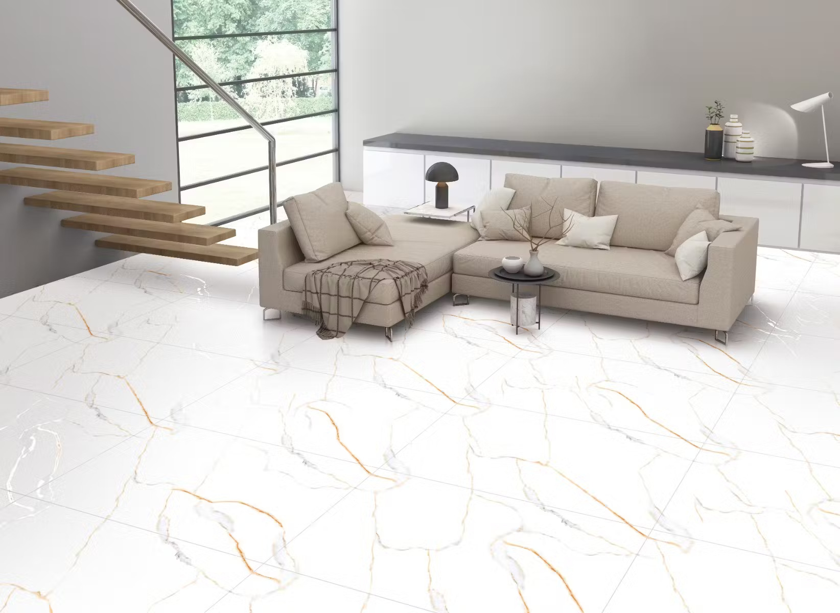 white ceramic tiles with a sleek, polished finish from Orientbell, perfect for creating a bright, modern, and clean look in any space