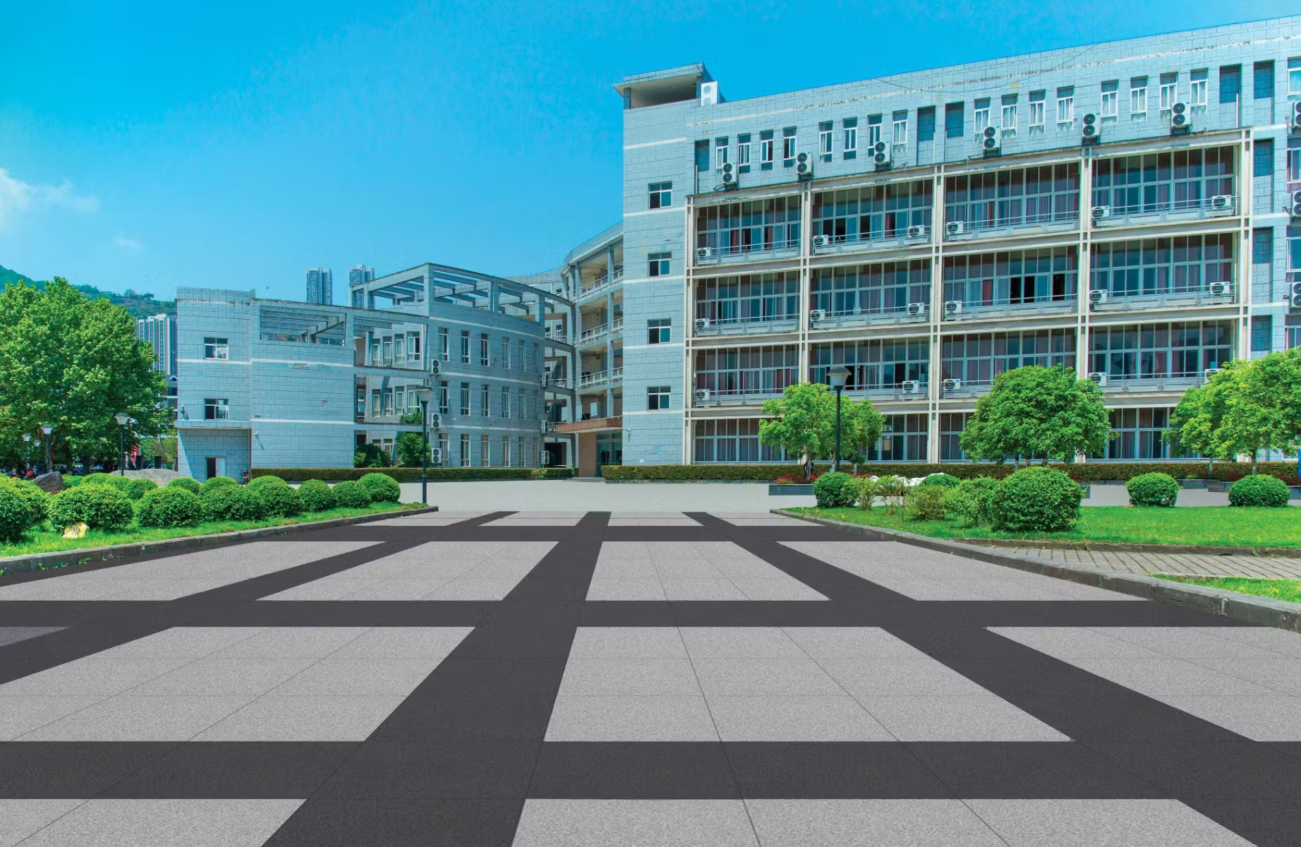 Sleek parking-tiles featuring a bold carbon and ash design